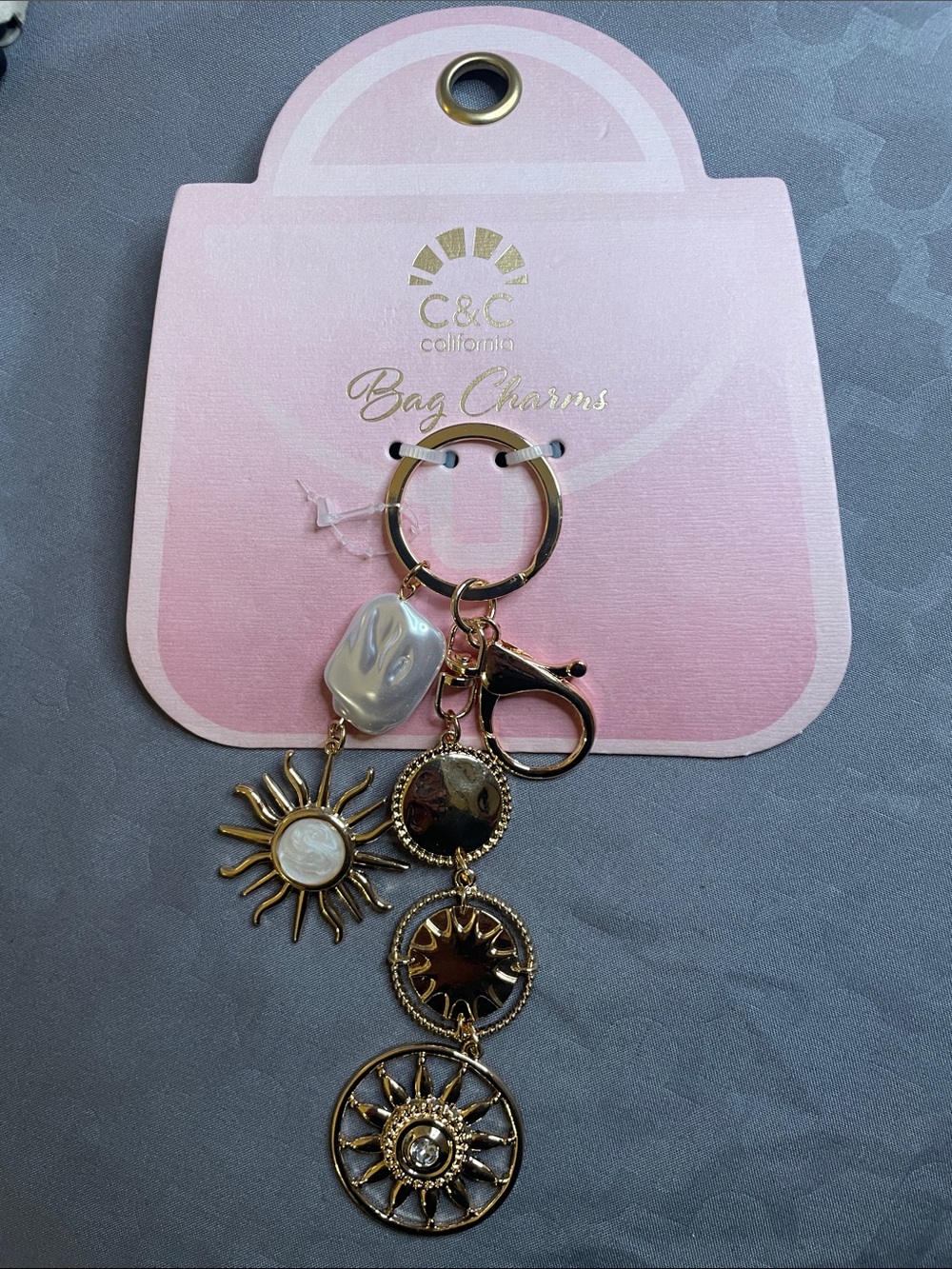 C&C California Gold Sun & Pearl Charm Keychain